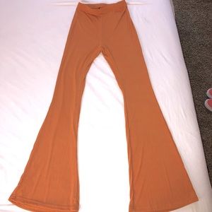 Ribbed Knit Flared Bell-Bottom Yoga Pants | Small